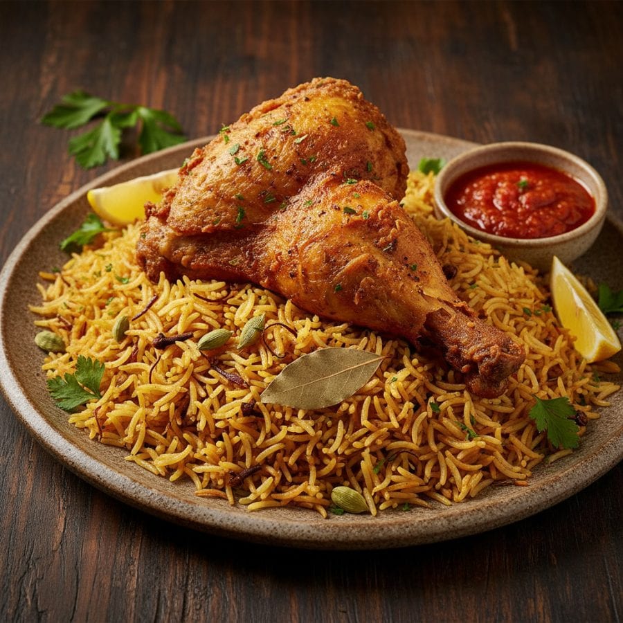 Mandi with Chicken Fry